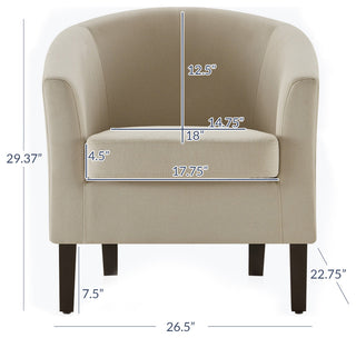 Modern Club Chair Barrel Design, Beige