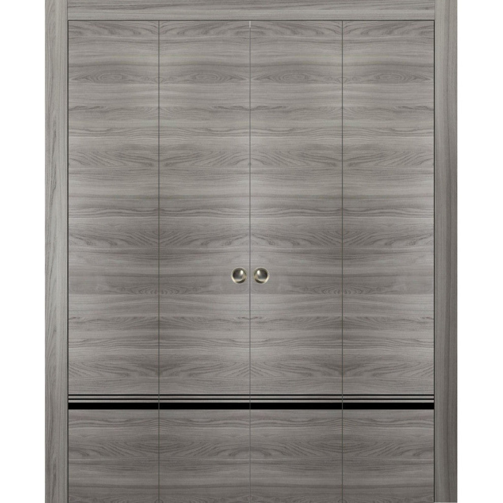 Double Bi-fold Doors | Planum 0012 Grey Matte with  | Sturdy Tracks