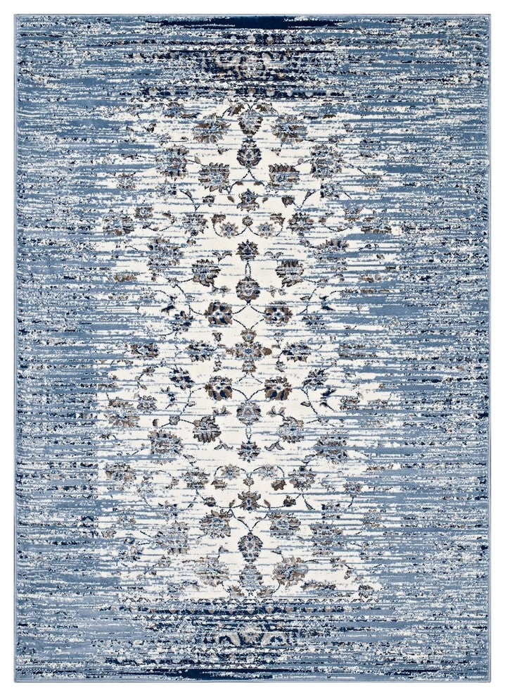 Chiara Distressed Floral Lattice Contemporary 8x10 Area Rug