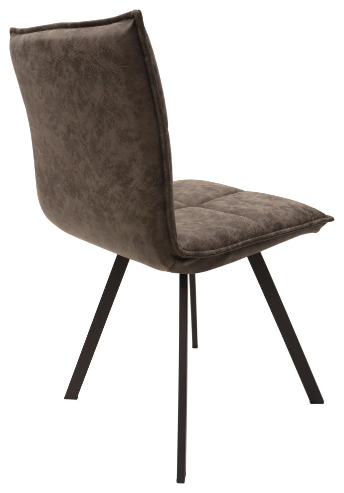 Wesley Modern Leather Dining Chair, Metal Legs Set of 2, Gray