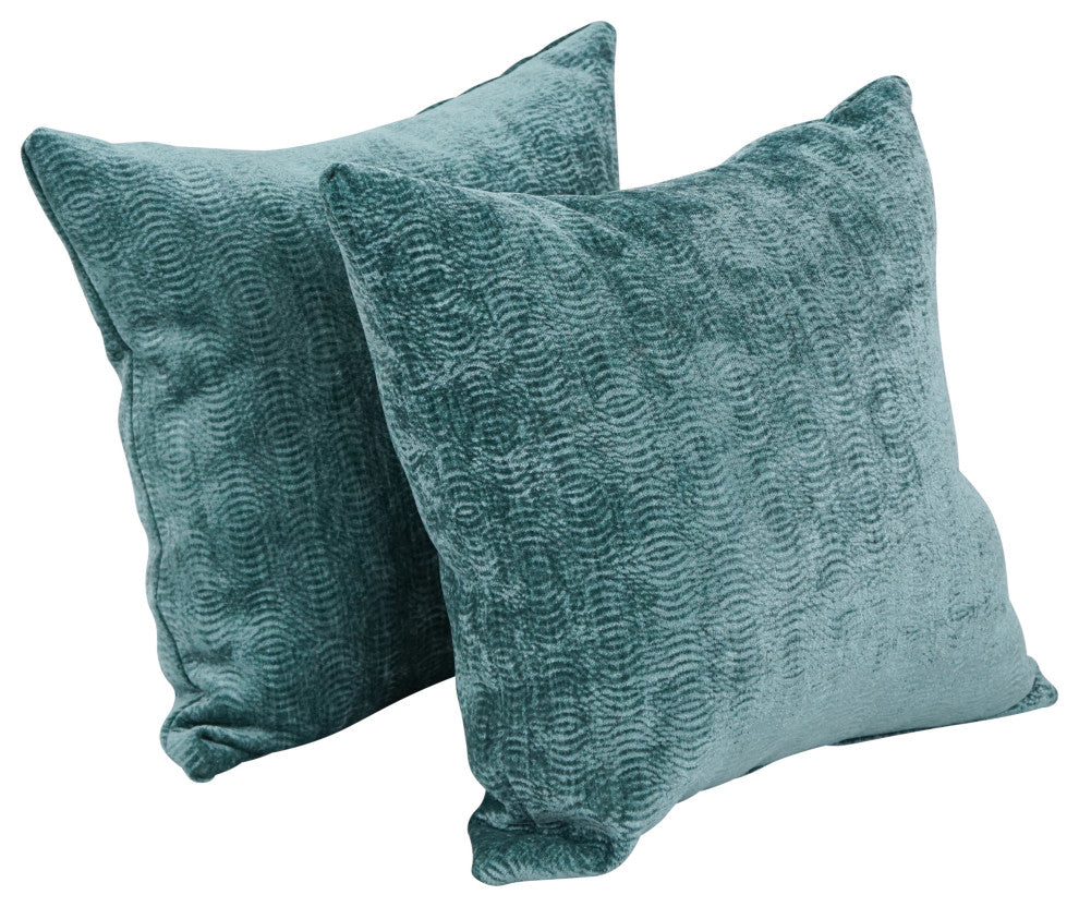 17" Jacquard Throw Pillows With Inserts, Set of 2, Reverber Lagoon