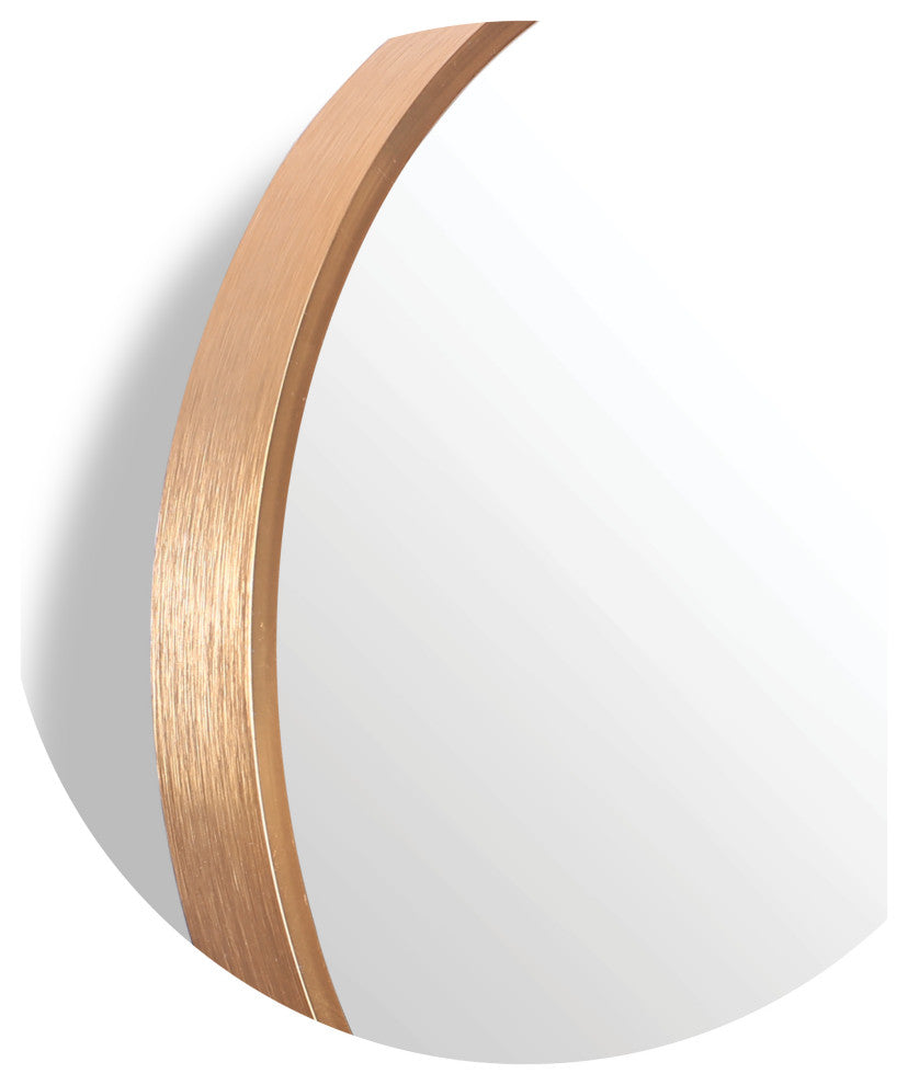 Round Copper Framed Wall Mirror, 20"