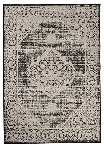 Outdoor Persian Accent Rug - Bacteria Resistant Rug, Black, 7'10"x10'