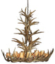 Mule Deer Tall Spruce Antler Chandelier Light, Large, Parchment Shades
