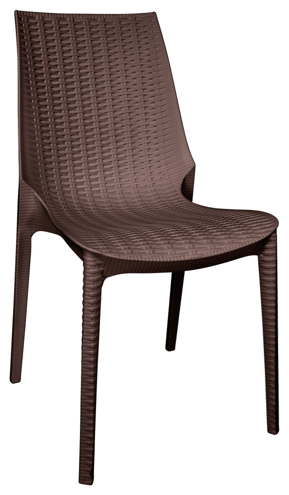 LeisureMod Kent 7-Piece Dining Set with 4 Side Chairs 2 Arm Chairs, Brown