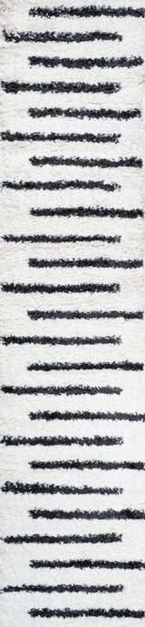 Alaro Berber Stripe Shag, White/Black, 2x10