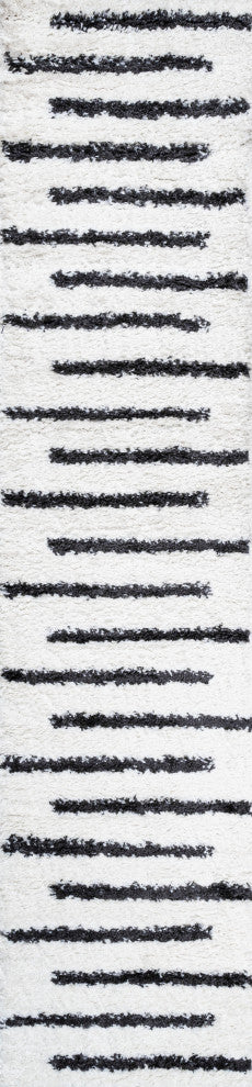 Alaro Berber Stripe Shag, White/Black, 2x10