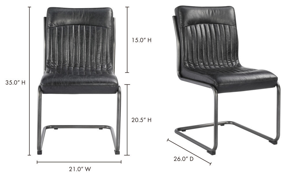 Ansel Dining Chair Onyx Black Leather, Set of 2