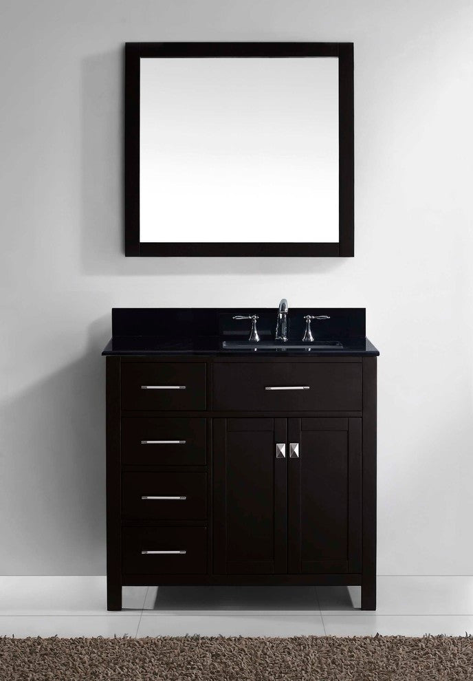 Caroline Parkway 36" Single Bathroom Vanity Set Espresso, Granite Top