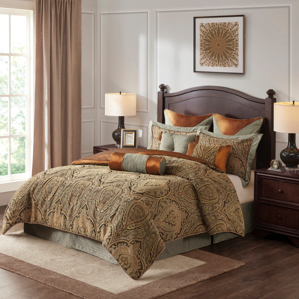 Hampton Hill Canovia Springs 9 Piece Jacquard Comforter Set, Queen