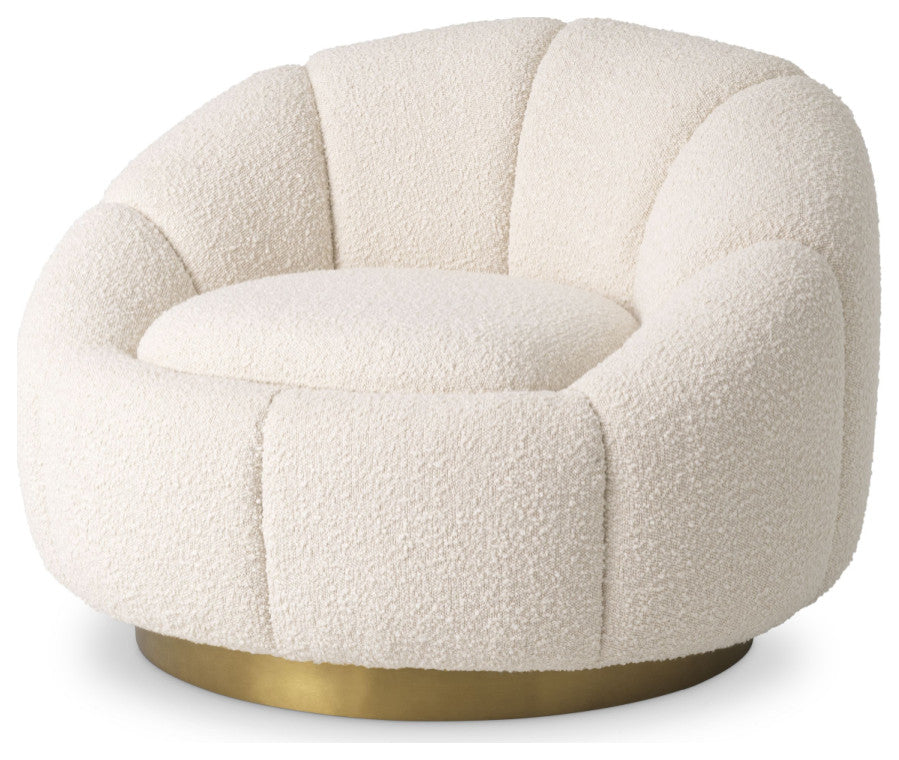 Cream BouclâˆšÂ© Brass Base Swivel Chair | Eichholtz Inger