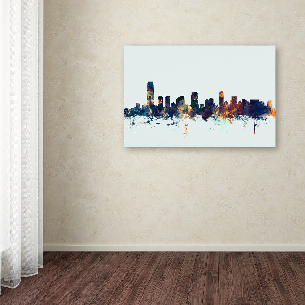 Michael Tompsett ''Jersey City NJ Skyline Blue'' Canvas Art, 16x24