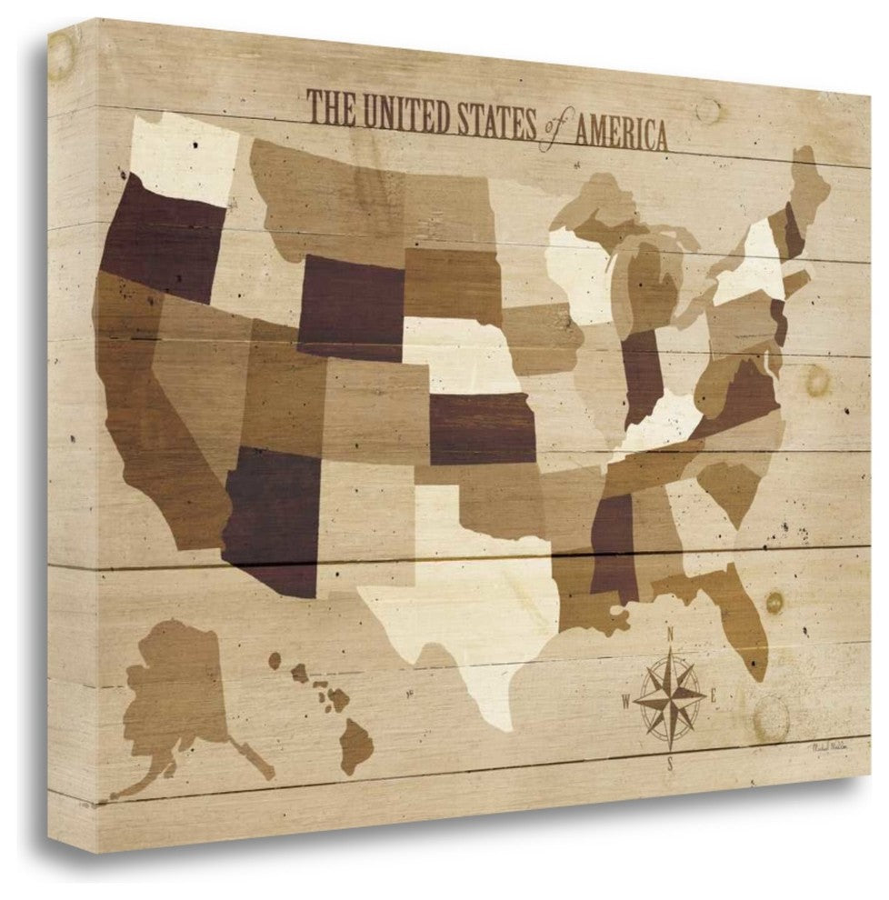 "Usa Modern VIntage Wood" By Michael Mullan, Giclee Print on Gallery Wrap Canvas