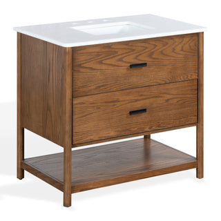 Safavieh Couture Jaylessa Vanity, Medium Oak/White, 36In
