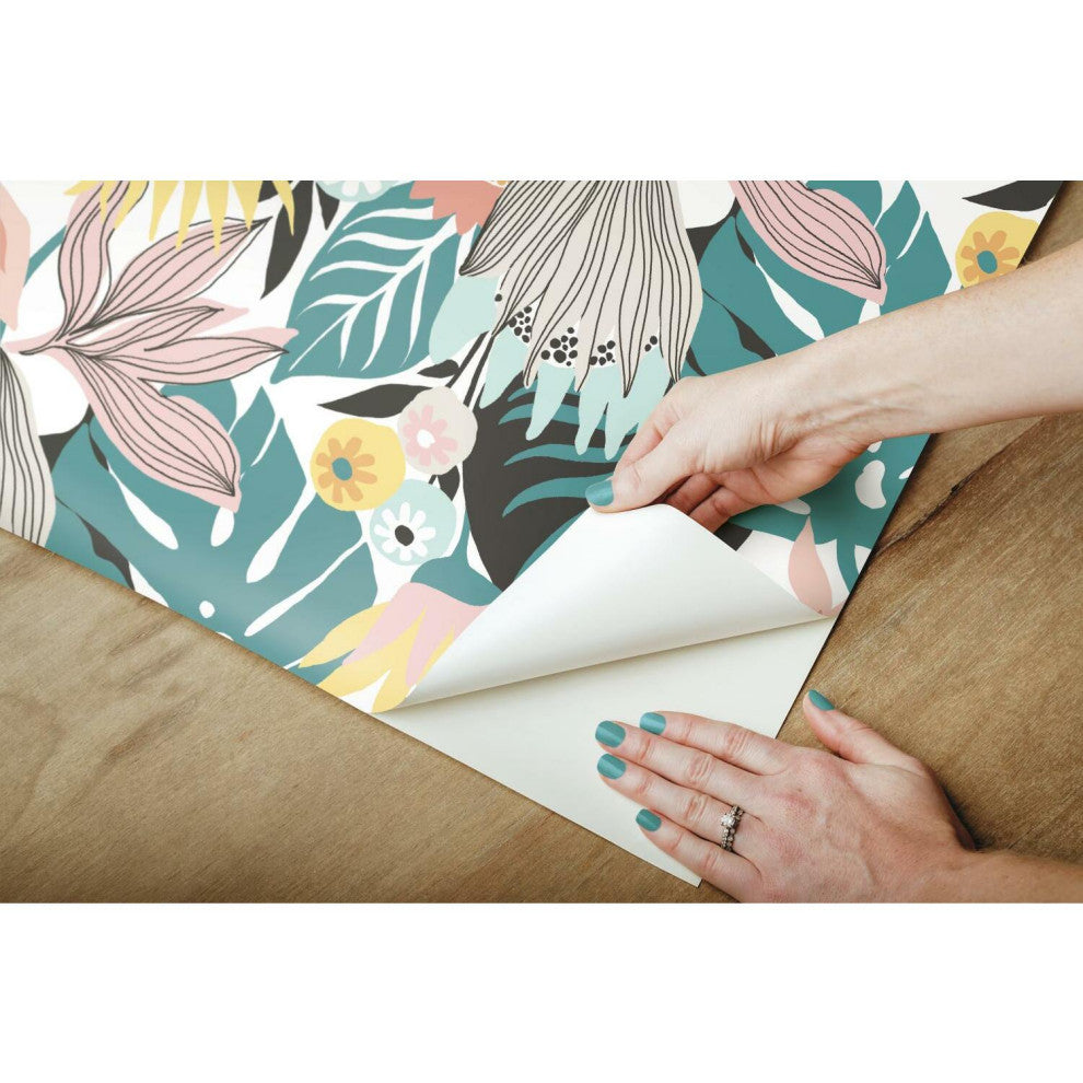Retro Tropical Leaves Peel & Stick Wallpaper