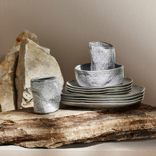 Stone by Mercer Project ATIK Stoneware 32 Piece Dinnerware Set, Grey Speckled