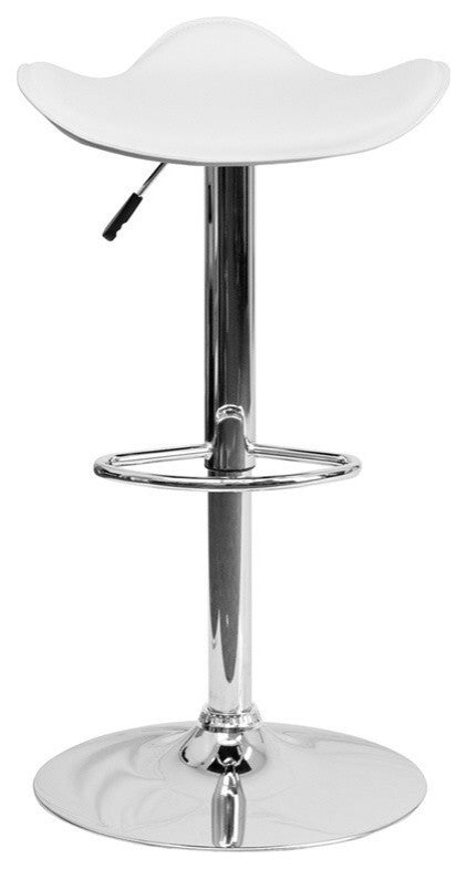Ethan White Vinyl Adjustable Height Barstool With Chrome Base