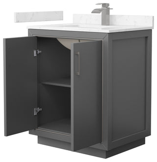 Icon 30" Dark Gray Single Vanity, Cultured Top, Nickel Trim