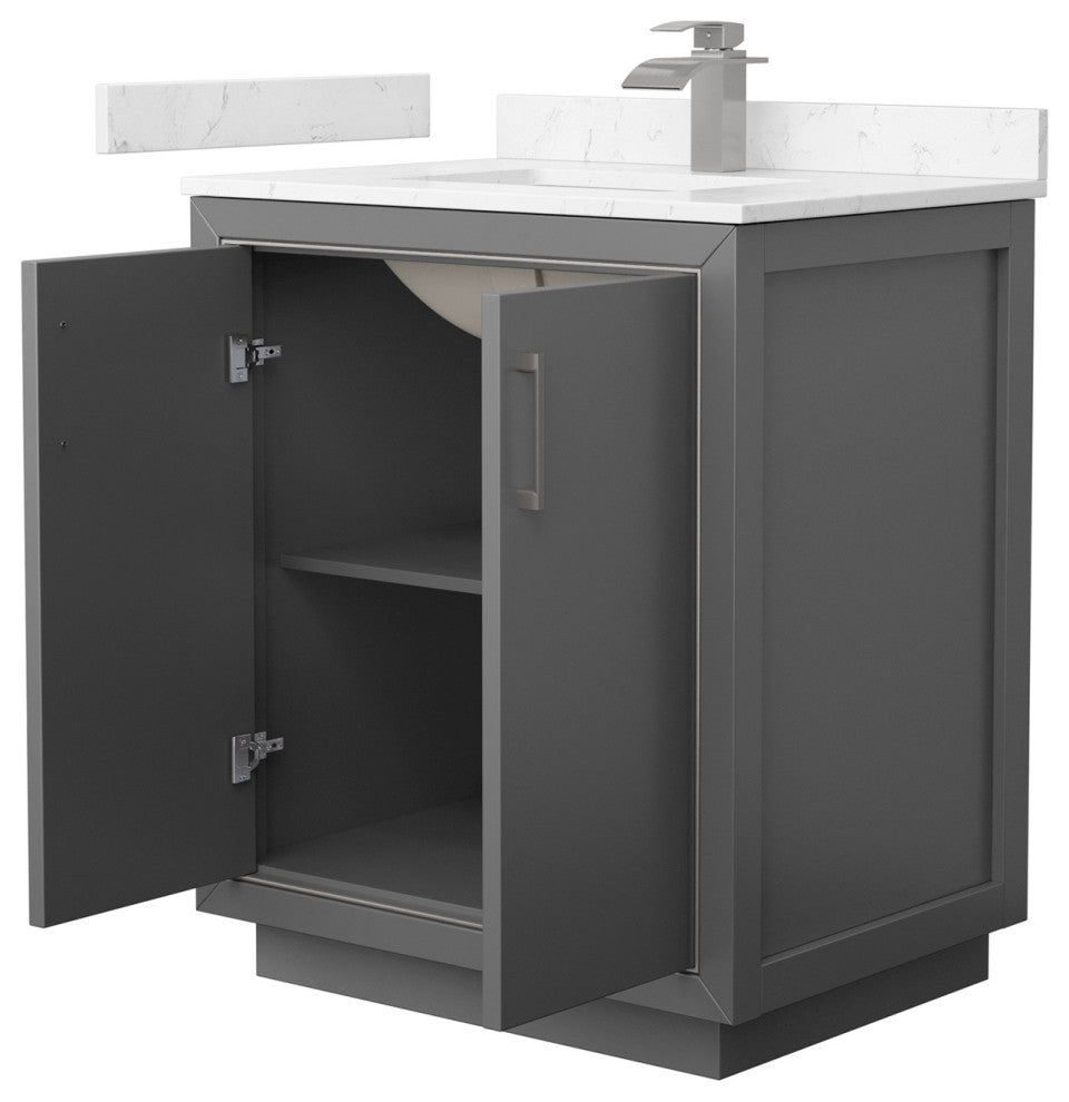 Icon 30" Dark Gray Single Vanity, Cultured Top, Nickel Trim
