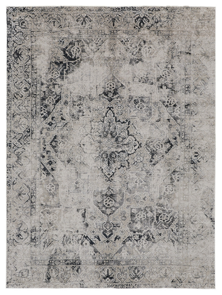 Weave & Wander Adana Metallic Rug, Ivory/Silver/Black, 6ft-7in x 9ft-6in Rug