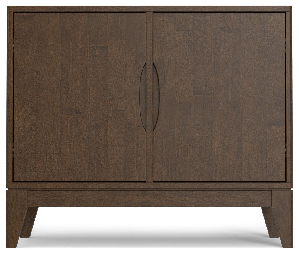 Harper Solid Hardwood 2 Door Sideboard Buffet / Storage Cabinet, Walnut Brown