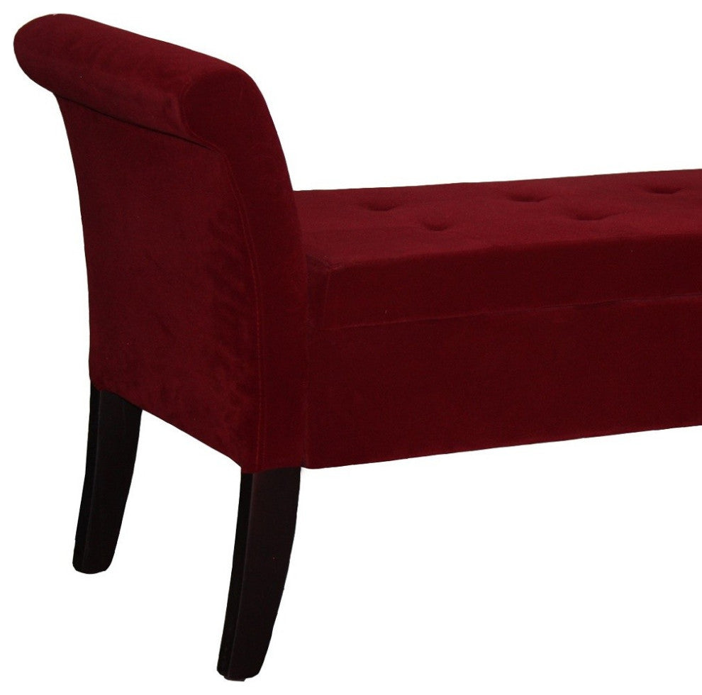 Deep Red Settee Style Storage Bench