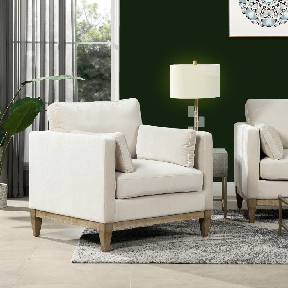 Knox 36" Modern Farmhouse Arm Chair, French Beige Performance Velvet