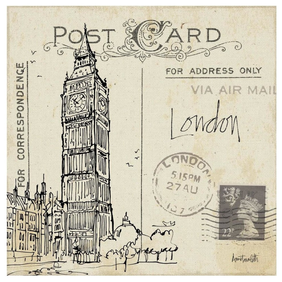 "Postcard Sketches II" Digital Paper Print by Anne Tavoletti, 26"x26"