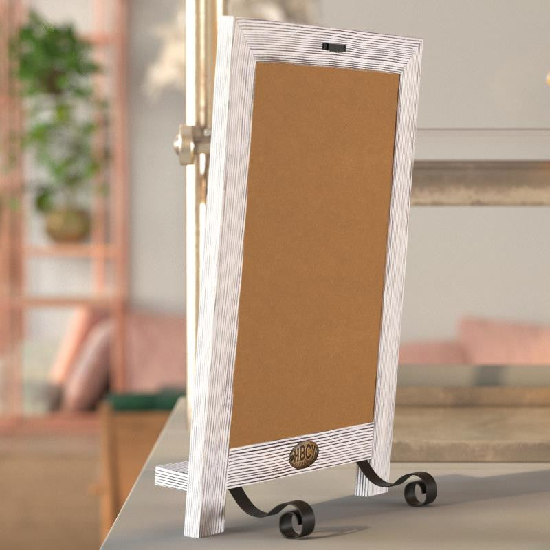 Canterbury Magnetic Chalkboard WithMetal Scrolled Legs, Hang or Countertop Board, White Wash