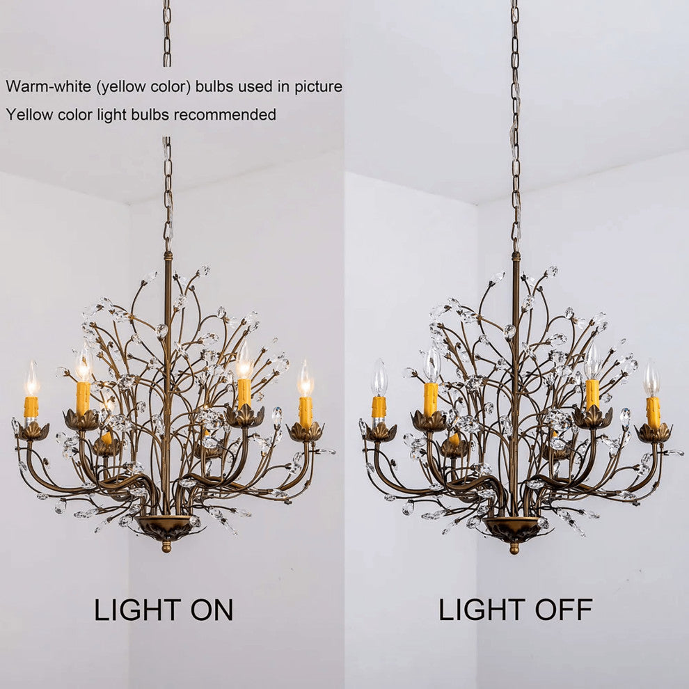 Silvia Antique Bronze 6-light Crystal and Iron Chandelier