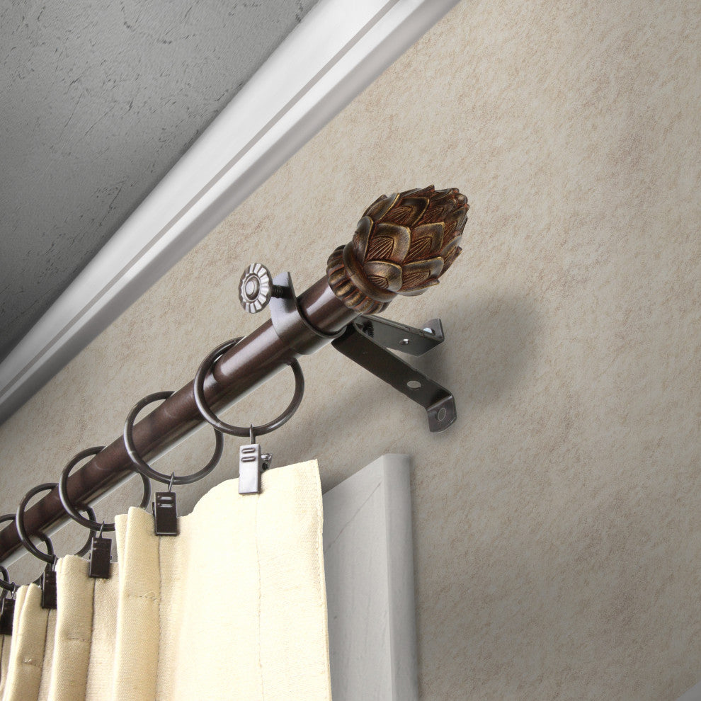 Bud Curtain Rod, Cocoa, 18-28"