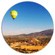 Yellow Balloon Over Mountains, Landscape Round Wall Art, 11"