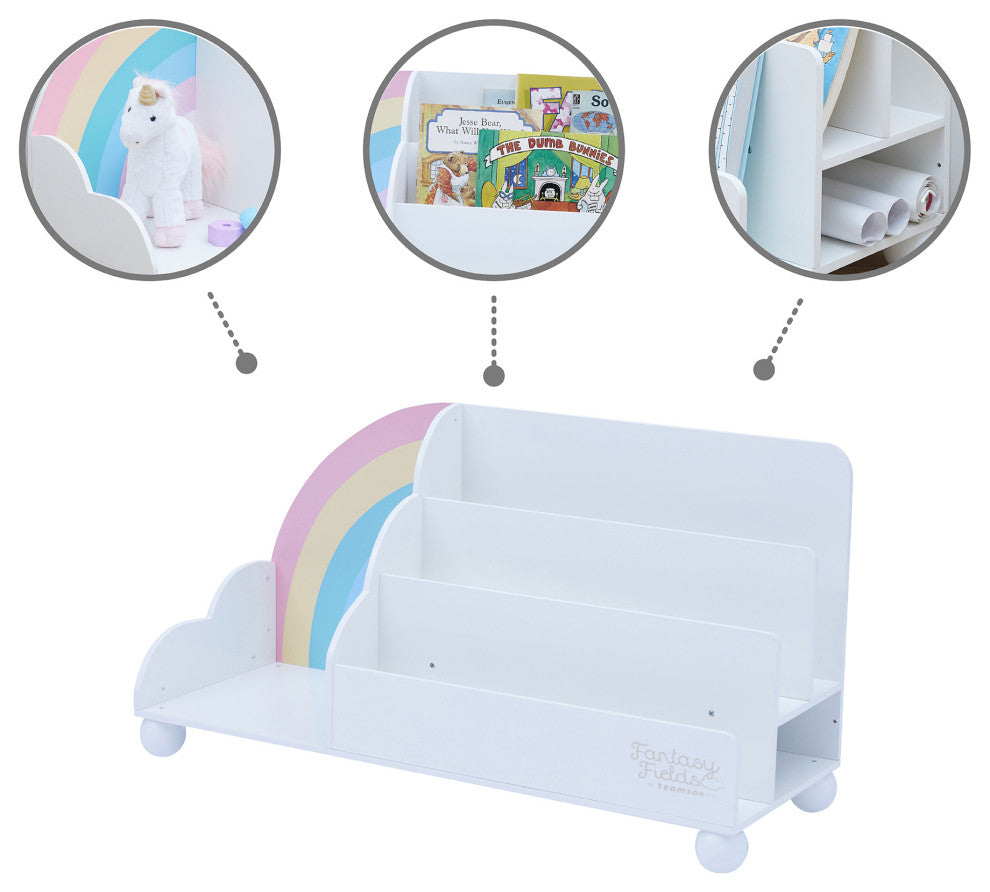 Rainbow Wooden Kid Display Bookcase, White