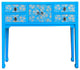 Bright Blue Lacquer Golden Flower Graphic Drawers Slim Foyer Side Table Hcs7146