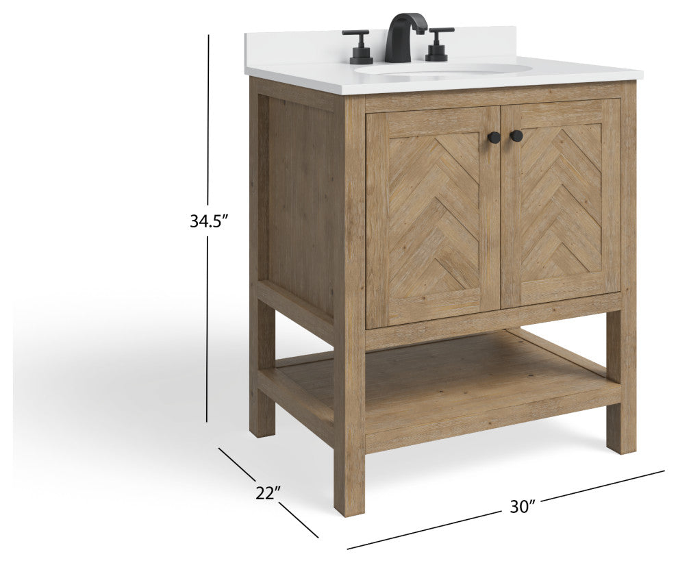 The Sequoia Bathroom Vanity, Acacia, 30", Single Sink, Freestanding