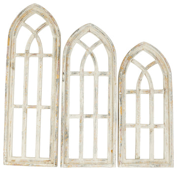 3-Piece Cathedral Farmhouse Wood Window, Set