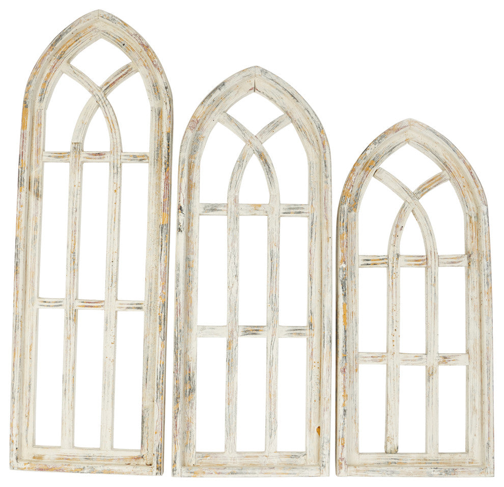 3-Piece Cathedral Farmhouse Wood Window, Set