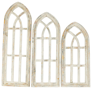 3-Piece Cathedral Farmhouse Wood Window, Set