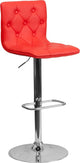 Estella Abby Mid-Back Tufted Red Vinyl Adjustable Barstool, Swivel