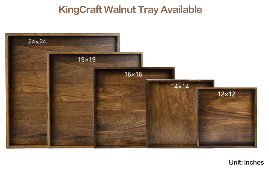 Square Black Walnut Solid Wood Tray Ottoman Tray, 24inch