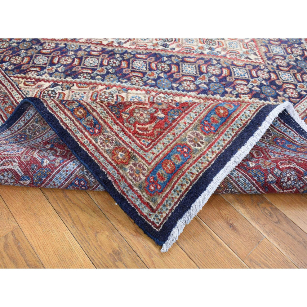Cordovan Red Persian Geometric Design Wool Hand Knotted Oriental Rug 7'9"x10'10"