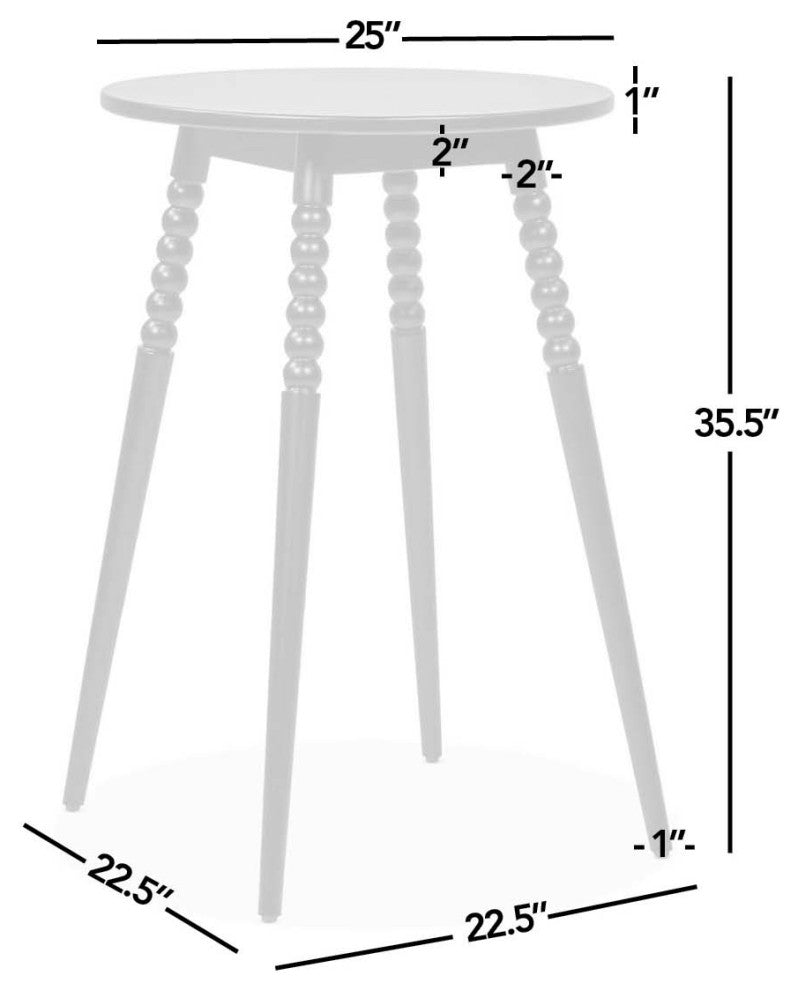 Breda 25" Round Counter-Height Bistro Dining Table With Spindle Legs, Black