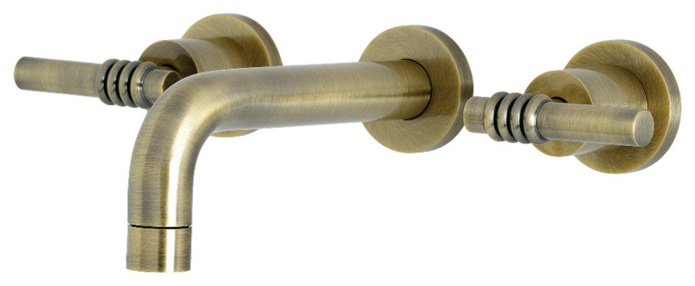 Kingston Brass KS8123ML 2-Handle 8 in. Wall Mount Bathroom Faucet, Antique Brass