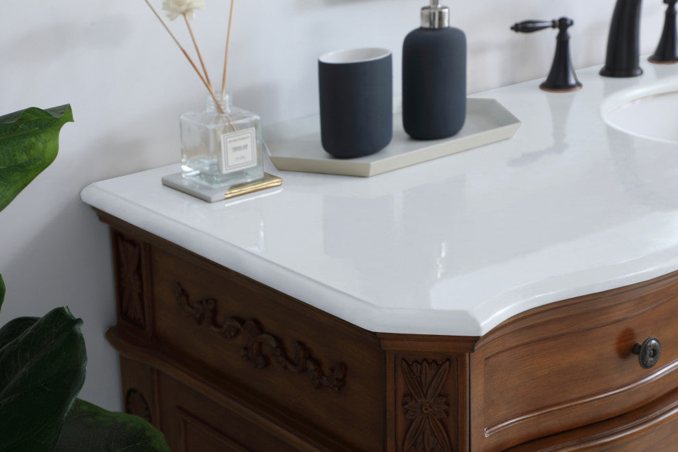 Bathroom Vanity, Teak, 60", Single Sink