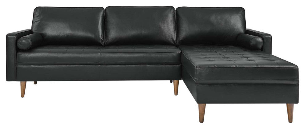 Valour 98" Leather Sectional Sofa, Black