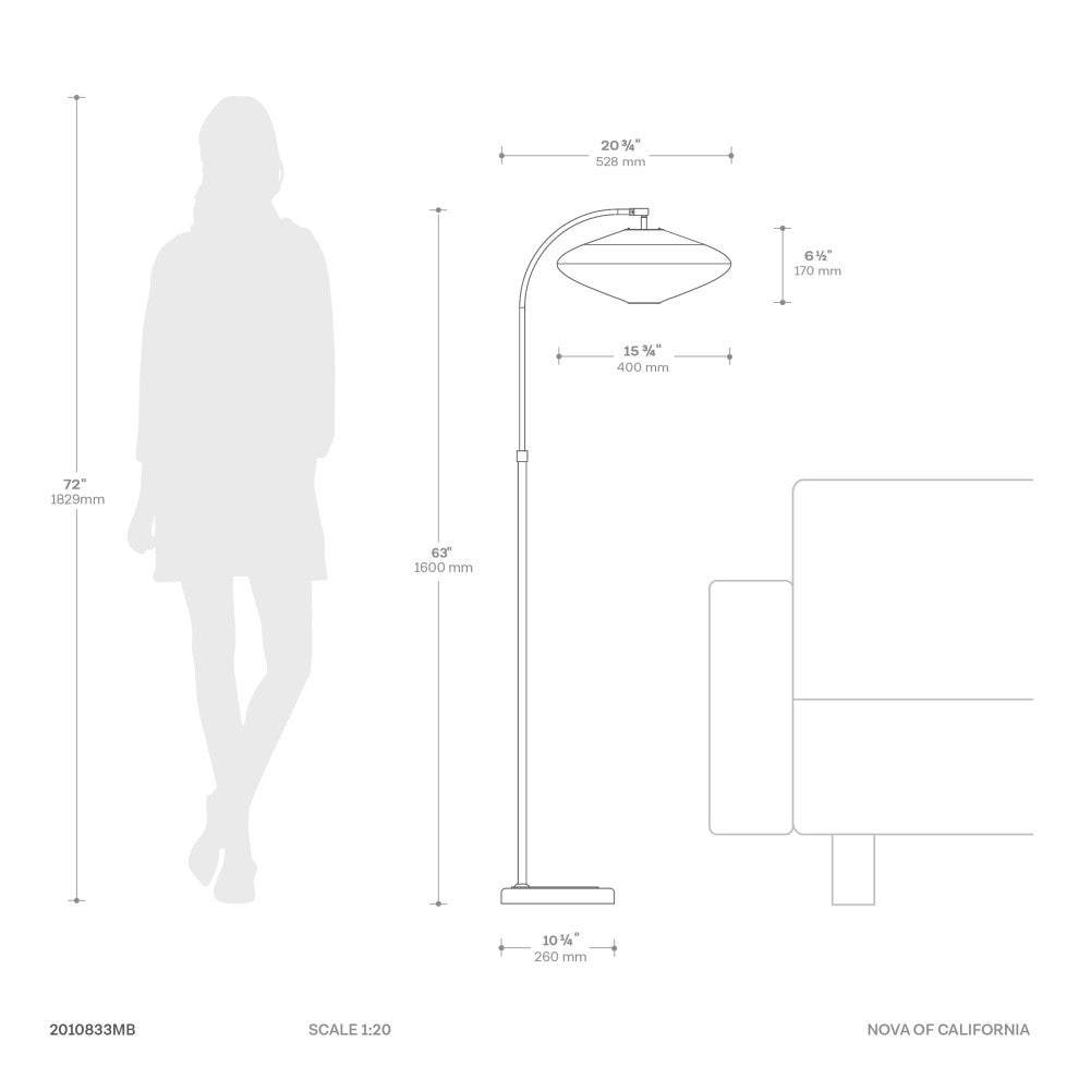 Roswell Floor Lamp Matte Black Finish, White Linen Shade, Black Marble Base
