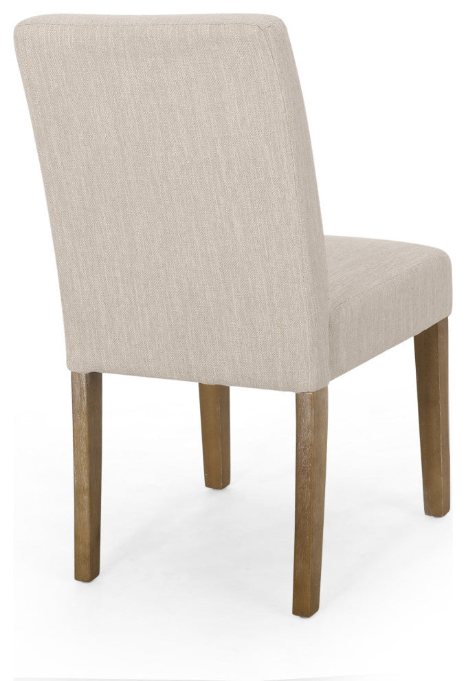 Kuna Contemporary Upholstered Dining Chair, Set of 2, Beige/Weathered Brown