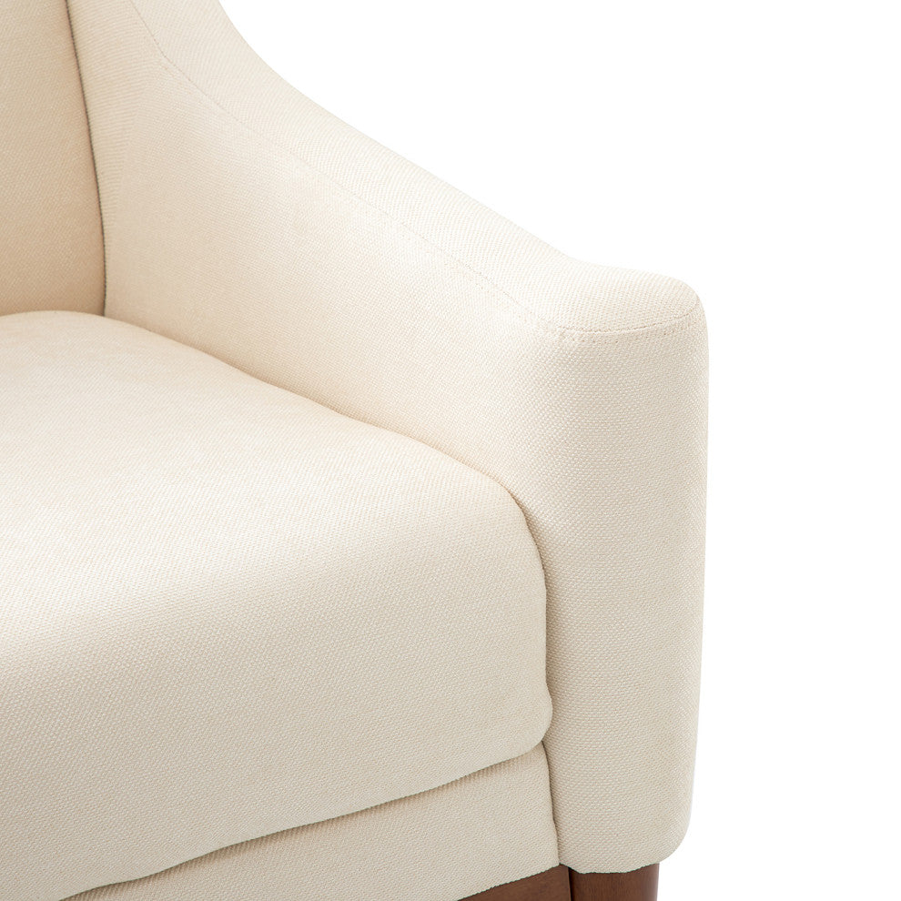 34.2" Comfy Living Room Armchair With Sloped Arms, Ivory