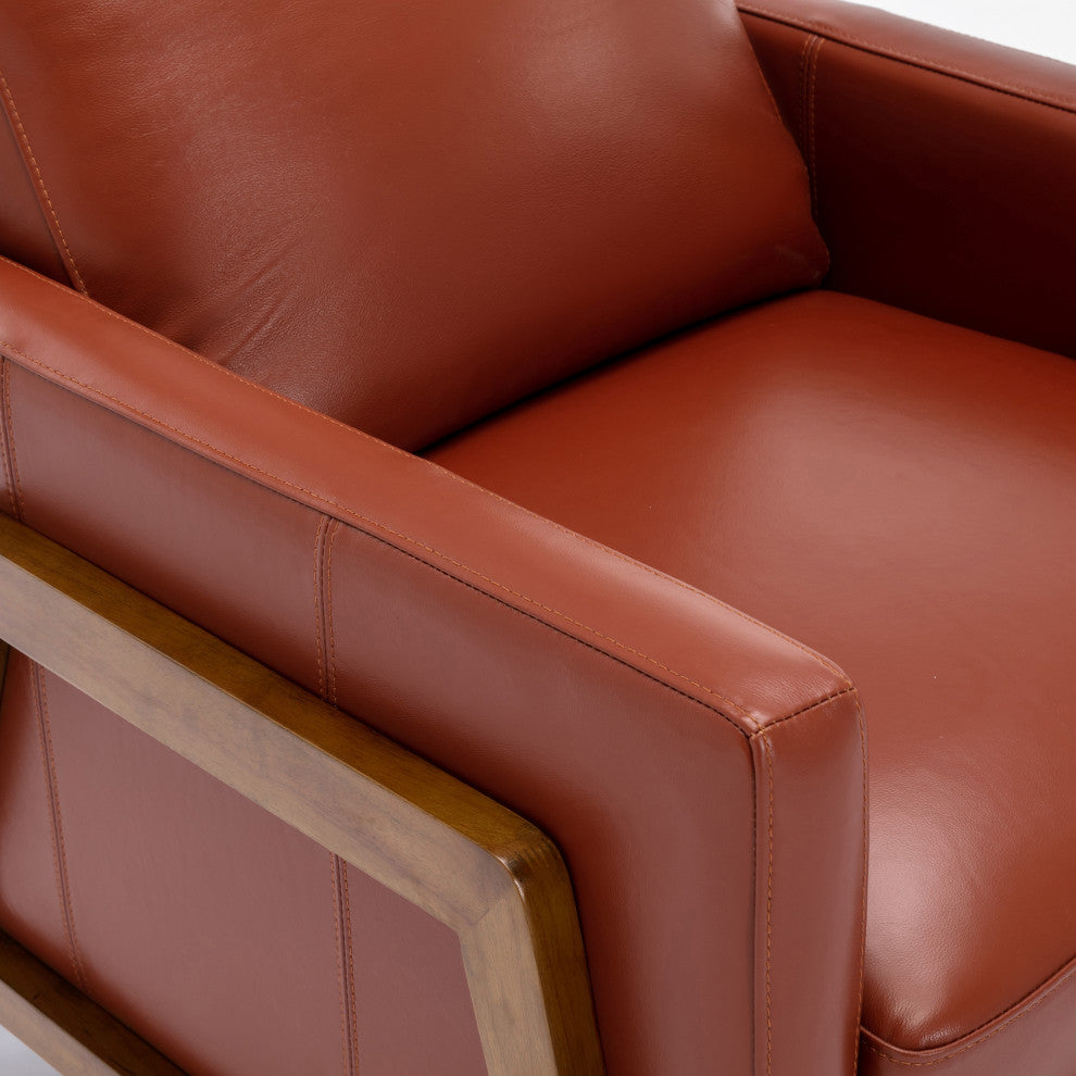 Reed Leather Push Back Recliner, Caramel