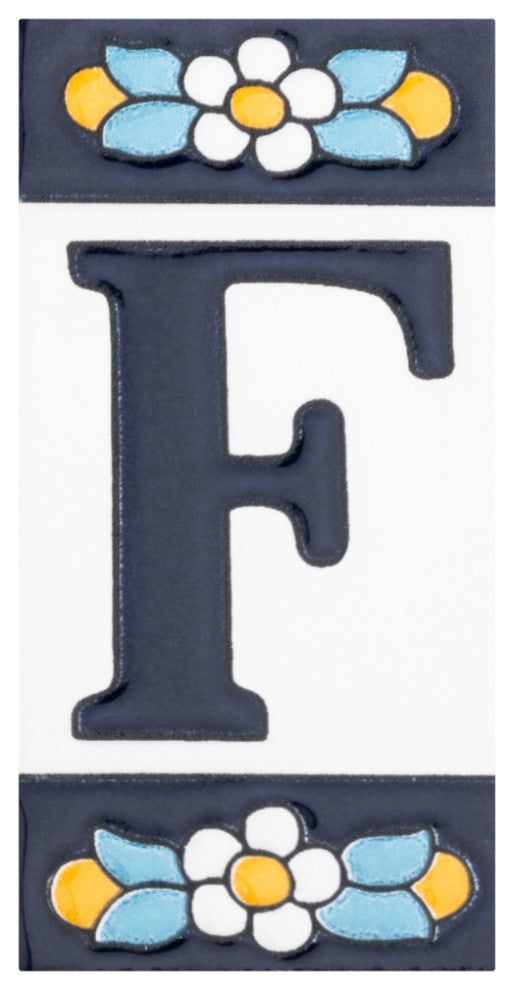 Sevillano Flora Letters 2-1/8 in. x 4-3/8 in. Ceramic Wall Tile, F